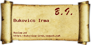 Bukovics Irma névjegykártya